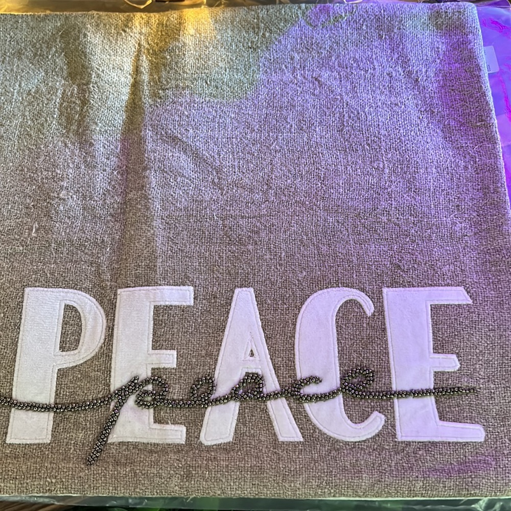 Pottery Barn Peace Embroidered Lumbar Throw Pillow Cover - Picture 5 of 8